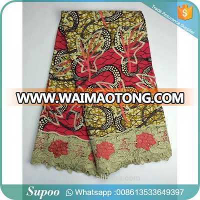 African wax embroidery with cord lace super wax hollandais